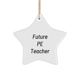 Funny Future PE Teacher's Star Ornament for Christmas Unique Gifts from Friends - Inspirational Quote for Men, Women, Family - Durable MDF with High-Gloss Finish - Image 1